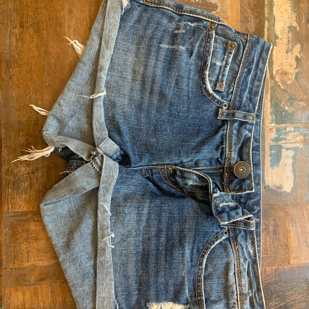 Aeropostale dark wash distressed denim cutoffs